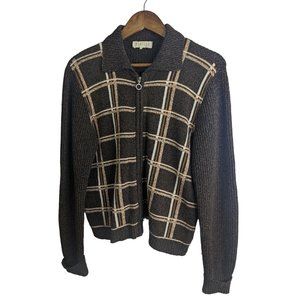 Marella Tricot Brown Women's Grandpa Style Full Zip Cardigan Wool Blend Sz M